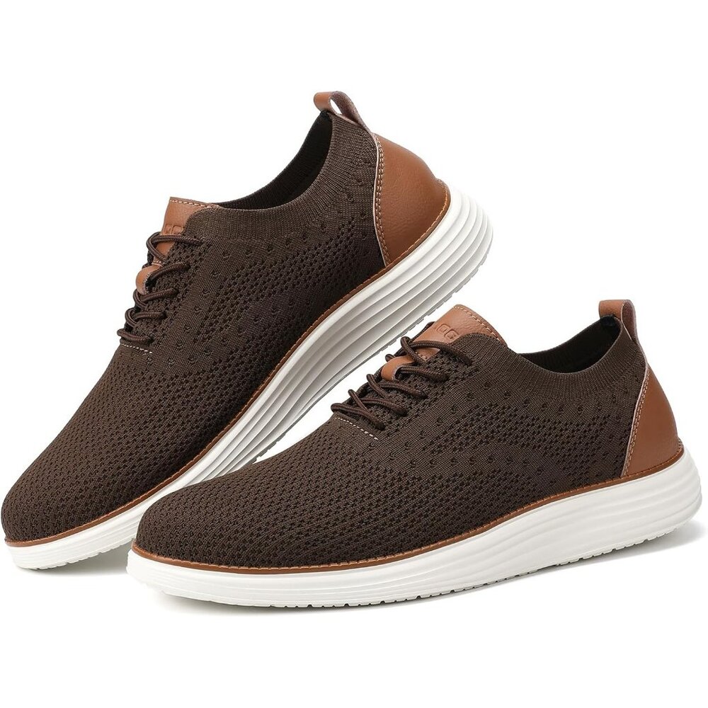 ⚡Men's Brown Oxfords Business Mesh Breathable Tennis Comfortable Walking Shoes - Picture 7 of 9
